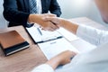 Job applicant business, career and placement businessperson shaking handÃÂ with candidate after successful negotiations or Royalty Free Stock Photo